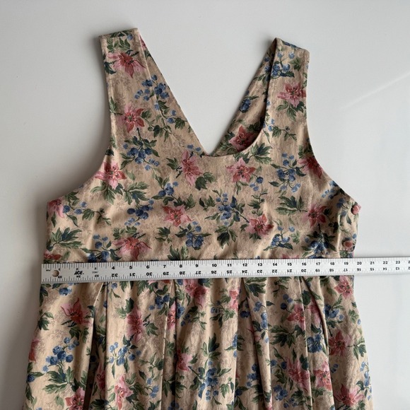 Laura Ashley VTG Cotton Wool Blend Cottage Floral Pinafore Overall Long Dress M - Picture 7 of 9